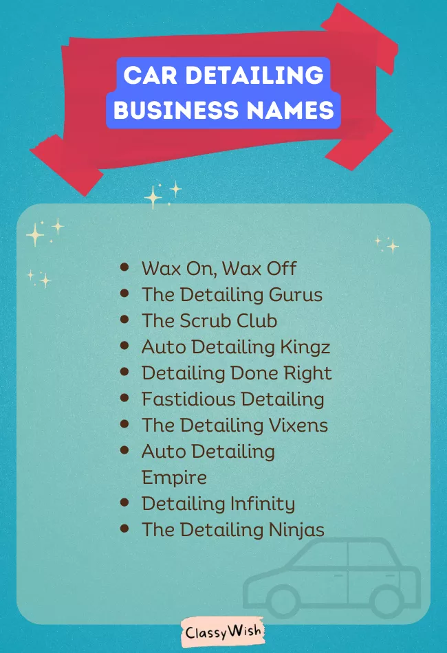 253 Car Detailing Business Names Huge List 2024 